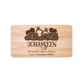 Mr en Mrs Elegant Eenvoudige Rustieke Houten Huwel Etiket (Voorkant)