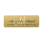 Mr en Mrs Elegant Gold Black Monogram Wedding Etiket (Voorkant)