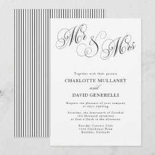 Mr en Mrs Elegant Script Wedding Invitation Kaart