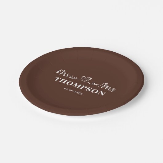 Mr en Mrs Elegant Simple | bruin Papieren Bordje (Gekanteld)
