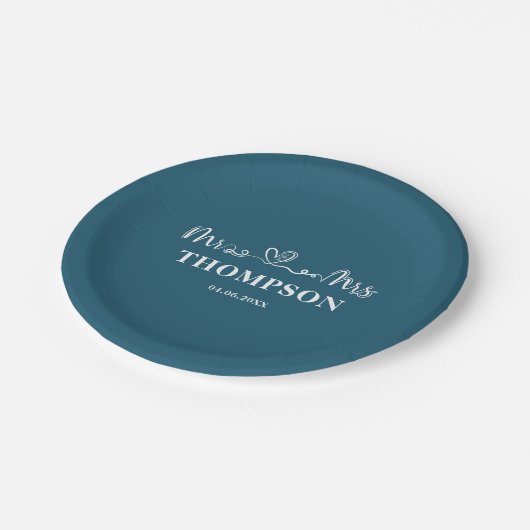 Mr en Mrs Elegant Simple | Kano Blauw Papieren Bordje (Gekanteld)