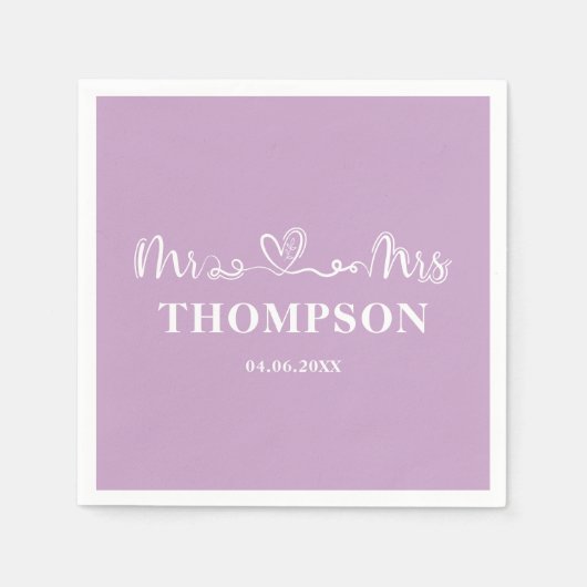Mr en Mrs Elegant Simple | LILA PAARSE Servet (Voorkant)