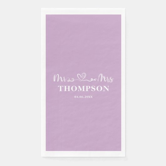 Mr en Mrs Elegant Simple | LILA PAARSE Servet (Voorkant)