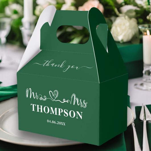Mr en Mrs Elegant Simple | Smaragdgroen Bedankdoosjes