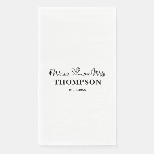 Mr en Mrs Elegant Simple | Wit Servet (Voorkant)