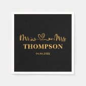 Mr en Mrs Elegant Simple | Zwart goud Servet (Voorkant)