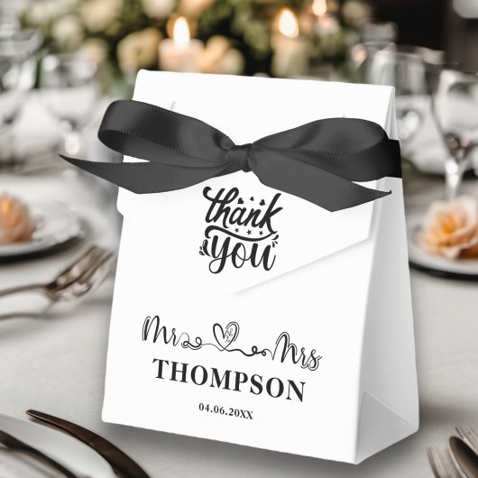 Mr en Mrs Elegant Simple | Zwart-wit Bedankdoosjes