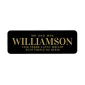 Mr en Mrs Elegant Zwart Bruiloft Retouradres Etiket (Voorkant)