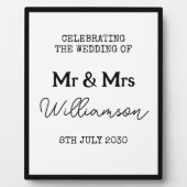 Mr. en Mrs. Elegant zwart-wit trouwbord Fotoplaat (Voorkant)