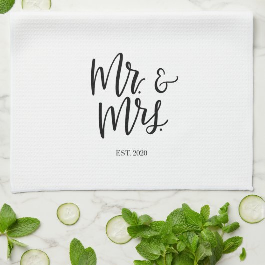 Mr en Mrs est. 2020 Theedoek (Gevouwen)