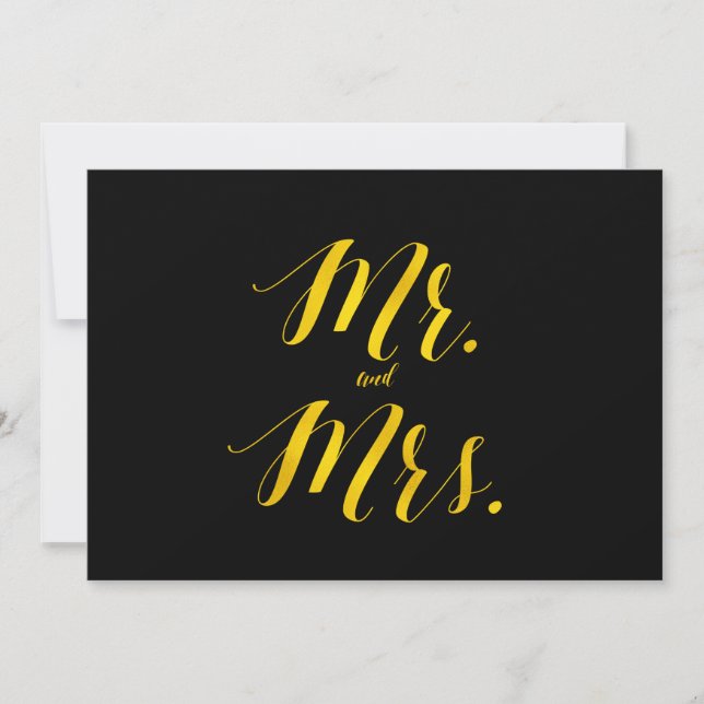 "Mr en Mrs." Faux Gold Foil Chic Weddenningbord (Voorkant)