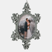 Mr. en Mrs. First Kerstfeestay Wedding Foto Tin Sneeuwvlok Ornament (Links)