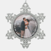 Mr. en Mrs. First Kerstfeestay Wedding Foto Tin Sneeuwvlok Ornament (Voorkant)