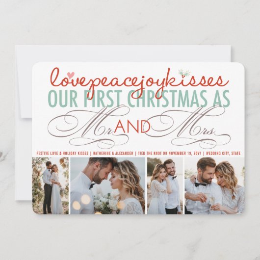 Mr. en Mrs. First kerstfoto Collage Wedding Feestdagenkaart (Voorkant)
