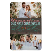 Mr. en Mrs. First kerstfoto Collage Wedding Magneet (Verticaal)