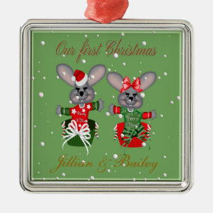 Mr. en Mrs First Kerstmis Mouse Ornaments Metalen Ornament