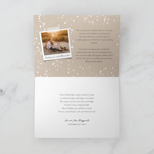 Mr en Mrs First Married kerstfoto Wedding Feestdagen Kaart (Binnen)