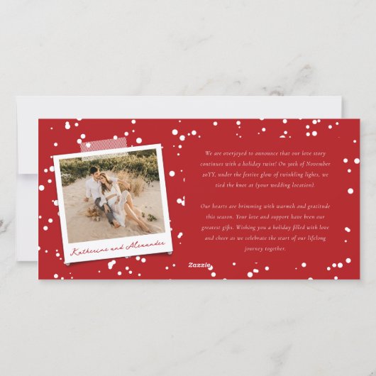 Mr en Mrs First Married Kerstmis 3 Fotobruiloft Feestdagenkaart (Achterkant)