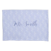 Mr en Mrs Floral Elegant Blue Kussensloop (Voorkant)
