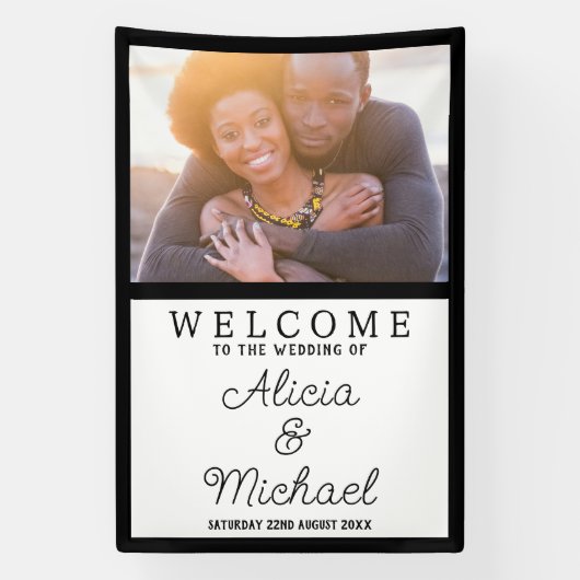 Mr en Mrs foto bruiloft receptie welkom Spandoek (Verticaal)