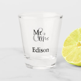 Mr en Mrs Gepersonaliseerde Achternaam Bruiloft Shot Glas