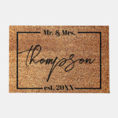 Mr en Mrs Gepersonaliseerde Huwelijkscadeau Achter Deurmat (Voorkant)