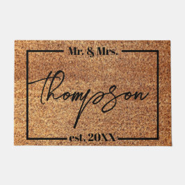 Mr en Mrs Gepersonaliseerde Huwelijkscadeau Achter Deurmat