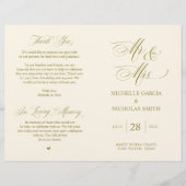 Mr. en Mrs., Gold font, Foldable Wedding Programme (Voorkant)