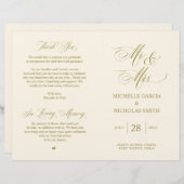 Mr. en Mrs., Gold font, Foldable Wedding Programme (Voorkant / Achterkant)