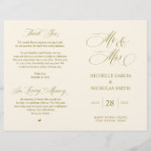Mr. en Mrs., Gold font, Foldable Wedding Programme (Voorkant)