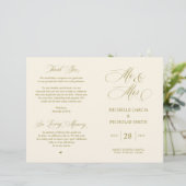 Mr. en Mrs., Gold font, Foldable Wedding Programme (Staand voorkant)
