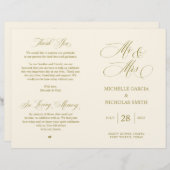 Mr. en Mrs., Gold font, Foldable Wedding Programme (Voorkant / Achterkant)
