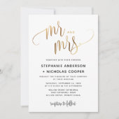 Mr en Mrs Gold Lovely Script Typography Wedding Kaart (Voorkant)