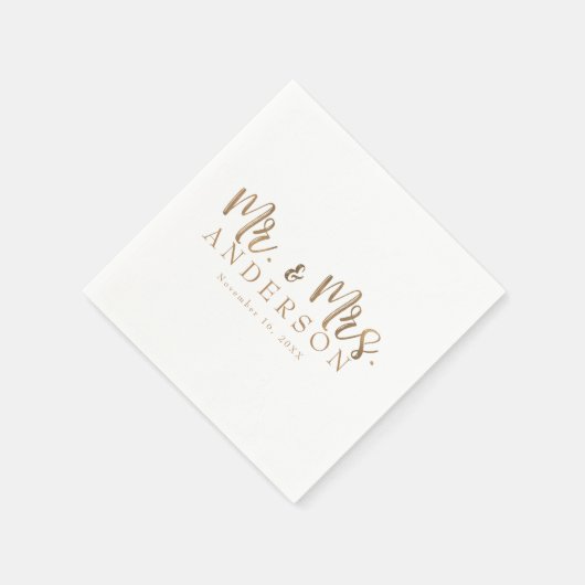 MR en MRS Gold Script Typography Modern Minimum Servet (Hoek)