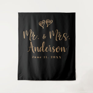 MR en MRS Gold Script Typography Modern Minimum Wandkleed