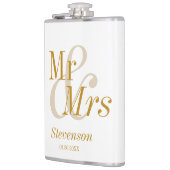 Mr en Mrs Gold Script Wedding Gift Heupfles (Links)