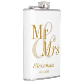 Mr en Mrs Gold Script Wedding Gift Heupfles (Rechts)
