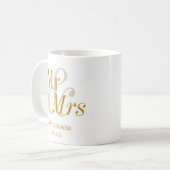 Mr en Mrs Gold Script Wedding Gift Koffiemok (Voorkant links)
