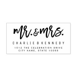 Mr en Mrs Hearts Script Wedding Rubber Stamp Rubberstempel
