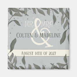 Mr en Mrs Inspirivity Modern Elegant Leaves Magneet