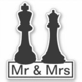 Mr. en Mrs. King en Queen Chess Wedding Sticker (Voorkant)