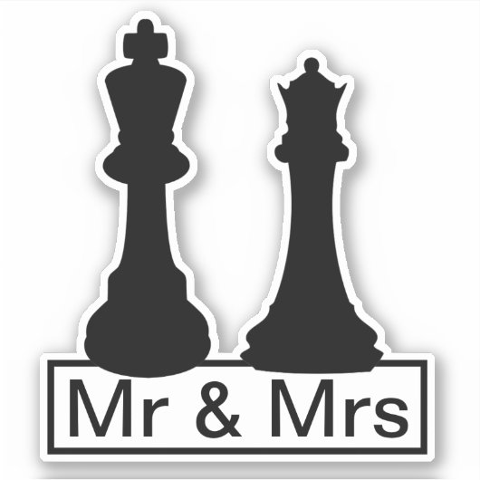 Mr. en Mrs. King en Queen Chess Wedding Sticker (Voorkant)