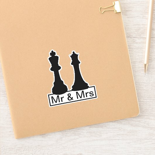 Mr. en Mrs. King en Queen Chess Wedding Sticker (Notitieboek)