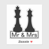 Mr. en Mrs. King en Queen Chess Wedding Sticker (Vel)
