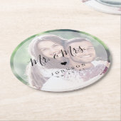 Mr. en Mrs. legant script foto bruiloft Ronde Kartonnen Onderzetter (Gebogen)
