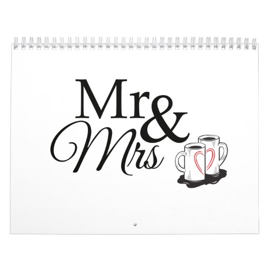 Mr en Mrs Love 12-maands Wall Calendar Kalender (Hoes)