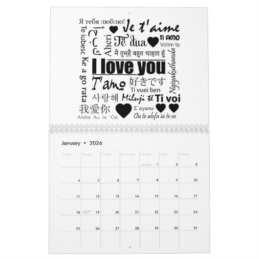 Mr en Mrs Love 12-maands Wall Calendar Kalender (Jan 2026)