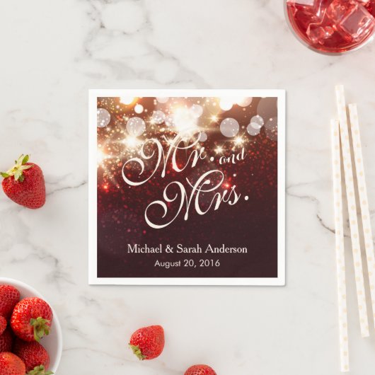 Mr en Mrs Luxury Gold Glitter Sparkles Wedding Servet (Insitu)