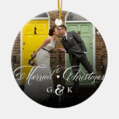 Mr. en Mrs. Married First kerstfoto Wedding Keramisch Ornament (Voorkant)