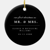 Mr. en Mrs. Married First kerstfoto Wedding Keramisch Ornament (Achterkant)